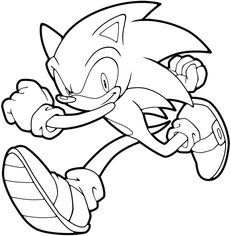 sonic running Colouring Pages