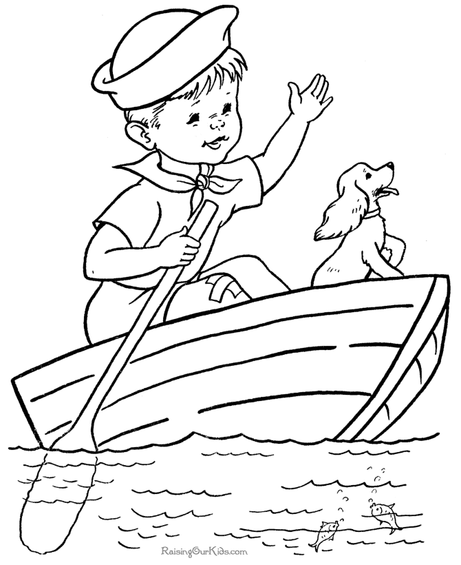Free printable kid coloring page of boat | Templates Applique Drawing…