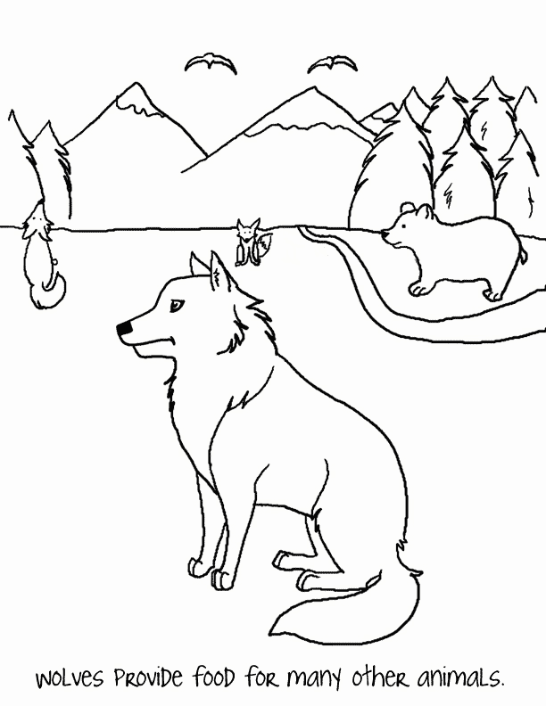 ecosystem coloring page wolf mask paw print activity