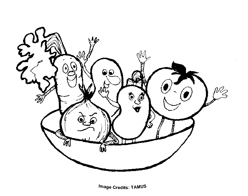 Cartoon Fruits and Vegetables - Free Coloring Pages for Kids 