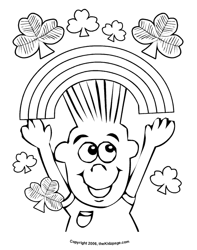 St. Patrick's Day Rainbows and Shamrocks - Free Coloring Pages for 