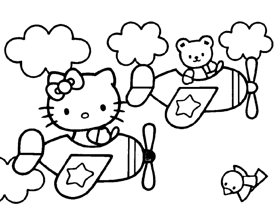 flying hello kitty coloring pages : Printable Coloring Sheet 