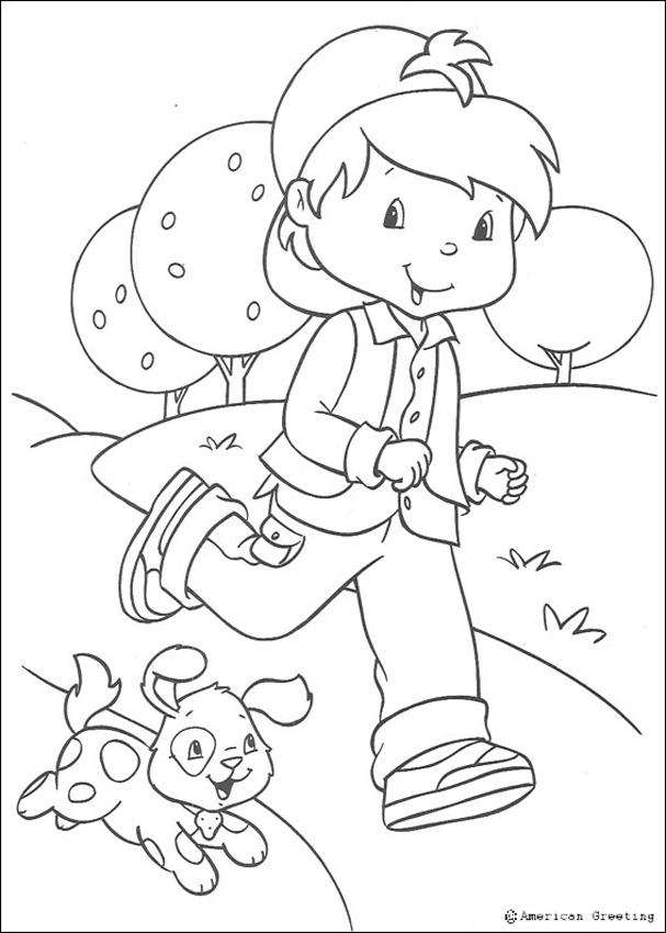 Pie Running With A Dog Strawberry Shortcake Coloring Pages