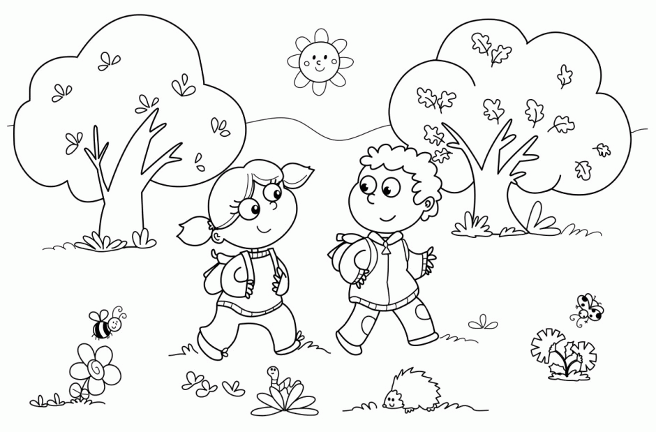 Outdoor Fall Fun Coloring Page And Seasons Song Preschool Fall 