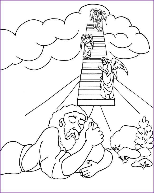 Jacob's Ladder Coloring Page | Childrens Bible Class Abraham, Isaac, …