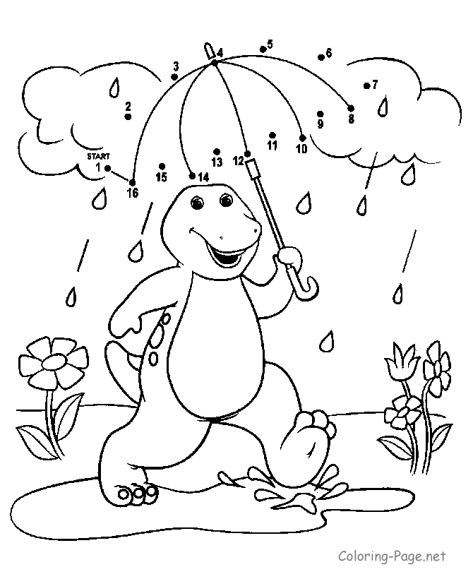 Connect the dots - Dino and umbrella | Dot to Dot