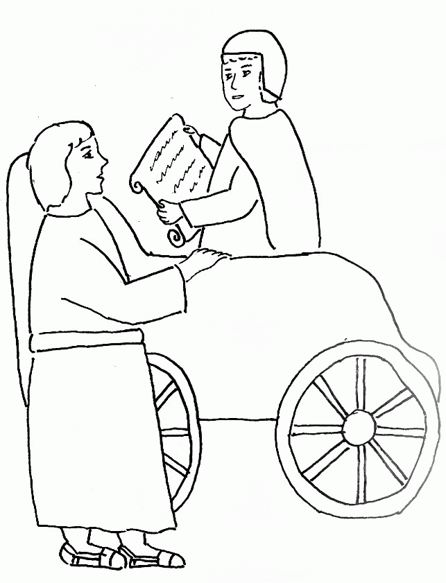 Bible Story Coloring Page for Philip and the Ethiopian Man (Eunich 