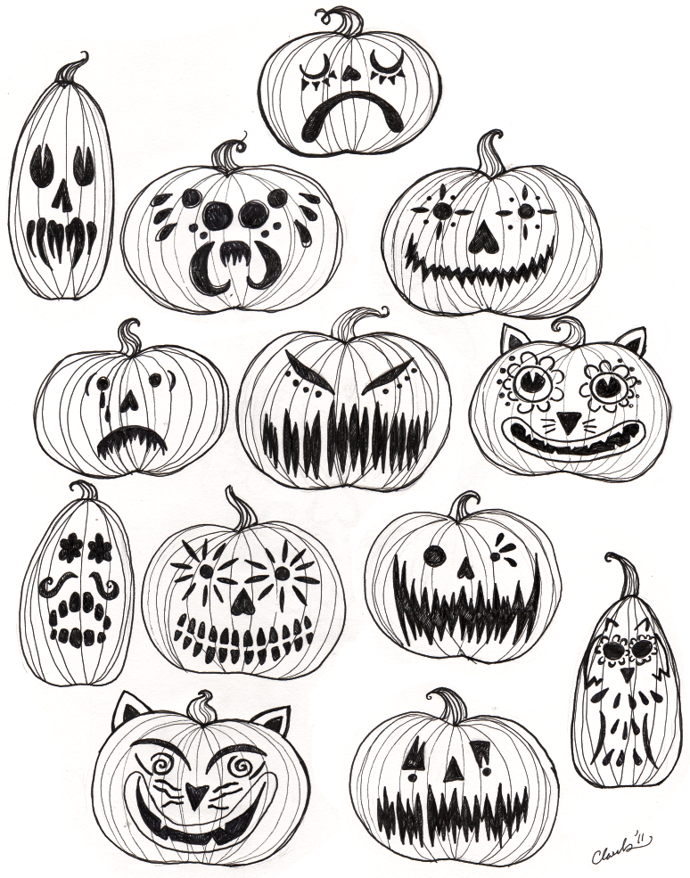 Inked in Red: Pumpkin Faces