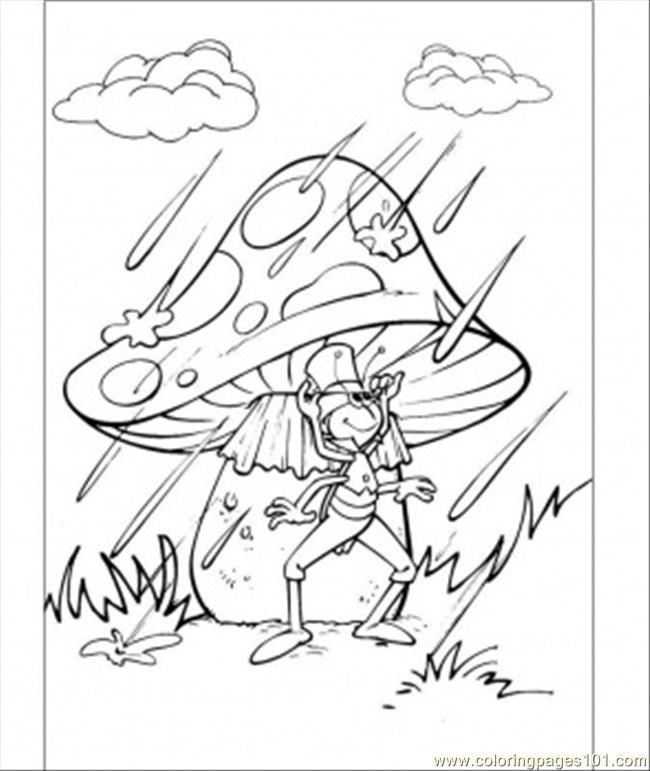 Coloring Pages Flip Under The Mushroom In The Rain (Cartoons 