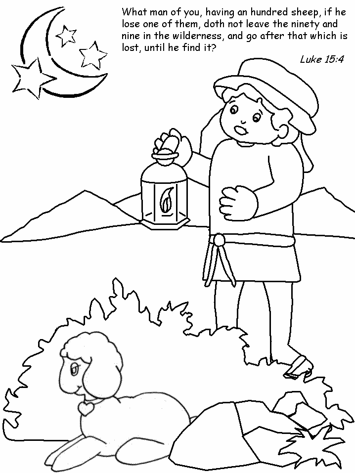 Lost Sheep Parable Coloring Page Images & Pictures - Becuo