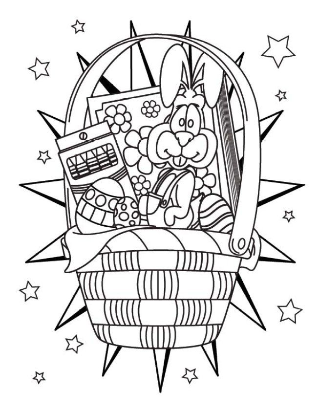 Coloring & Activity Pages: Easter Basket Coloring Page
