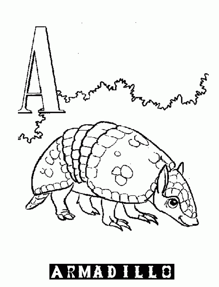 Animal Alphabet A Armadillo :Kids Coloring Pages | Printable 