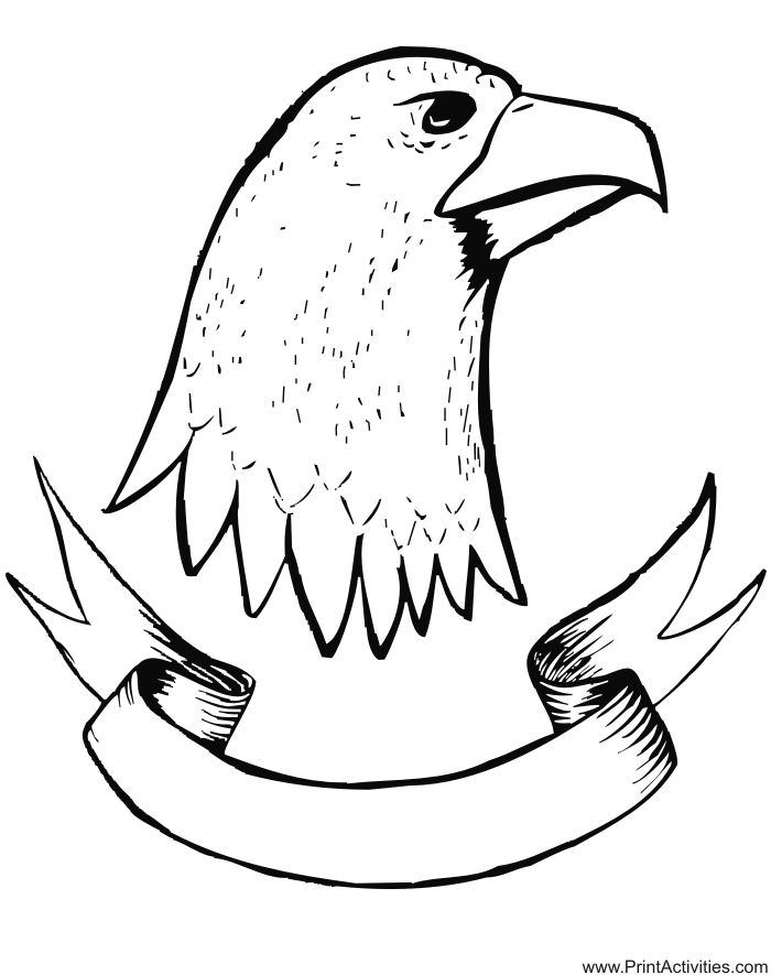 patriotic coloring page of an eagle and ribbons for the fourth 
