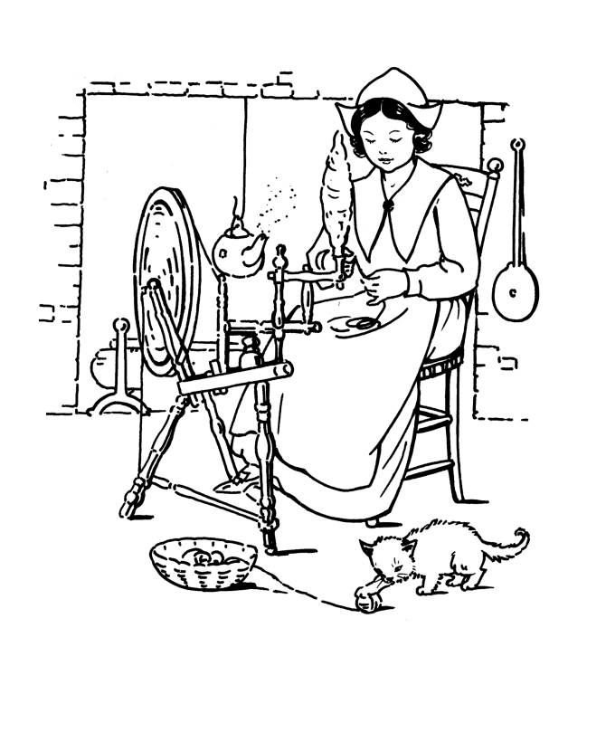 Thanksgiving Coloring Pages - Pilgrim Girl Thanksgiving Coloring 