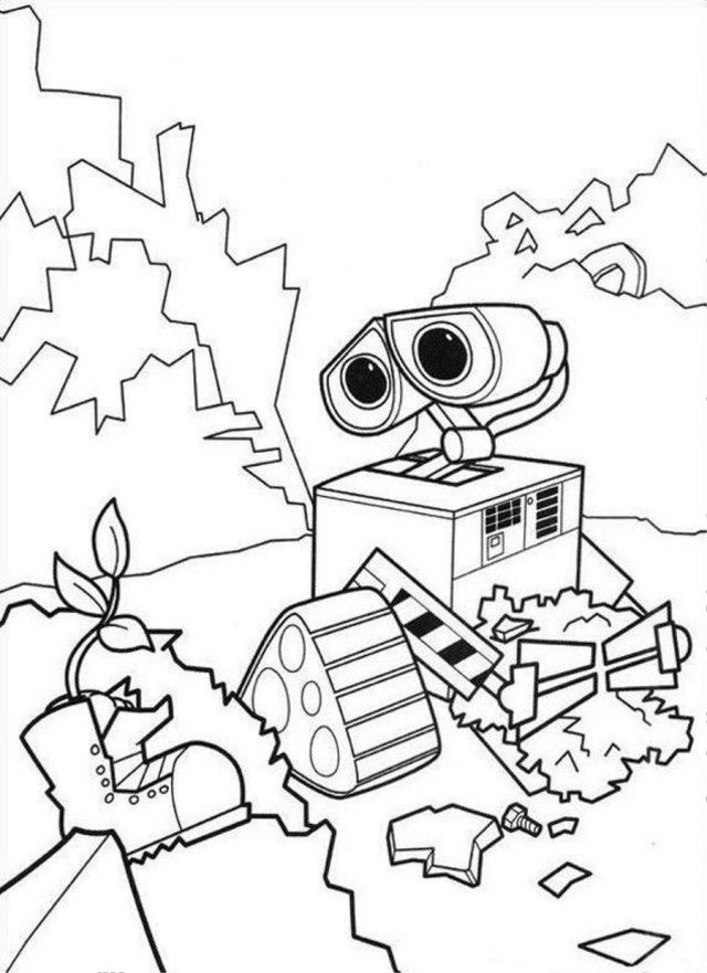 WALL E Stacks Of Garbage Coloring Page Coloringplus 259921 Wall-e 