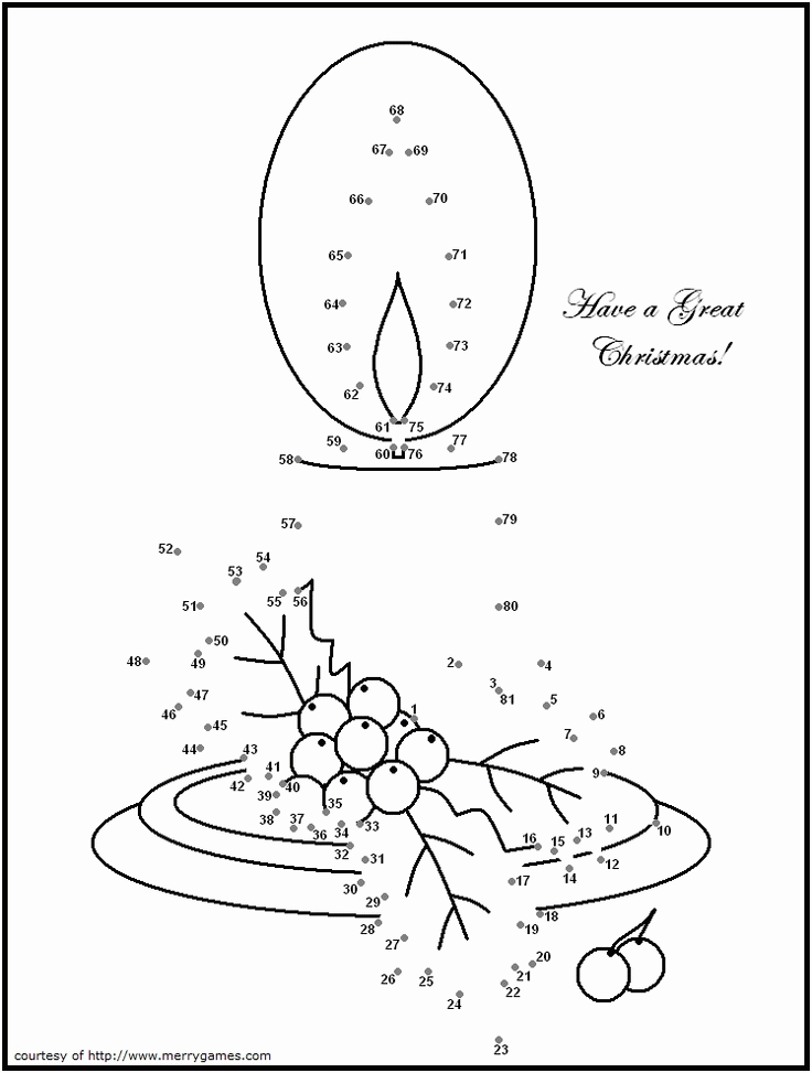 christmas candle dot to dot | Christmas Pages