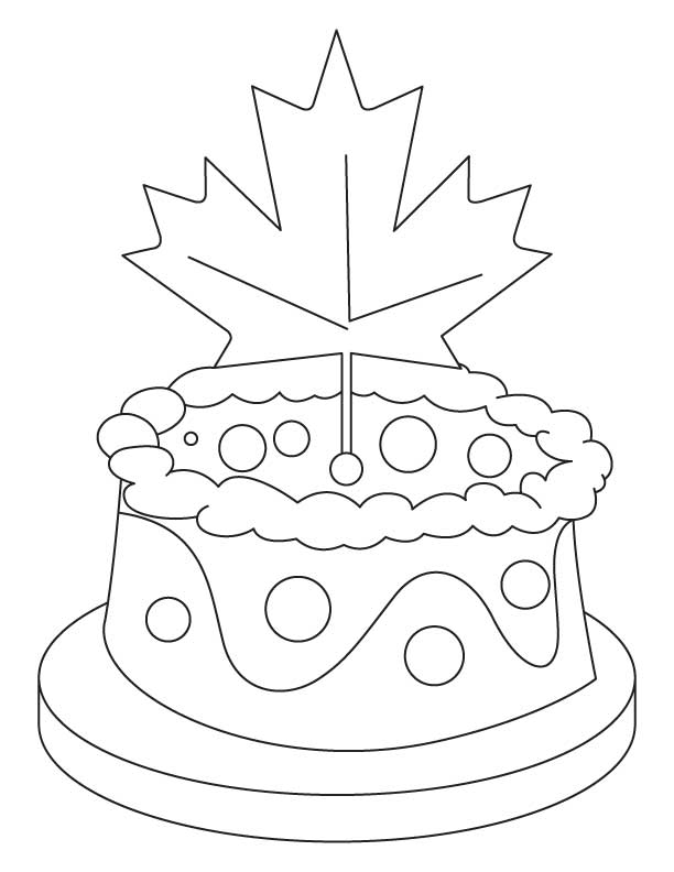 Canadian flag with cake coloring pages, Kids Coloring pages, Free 