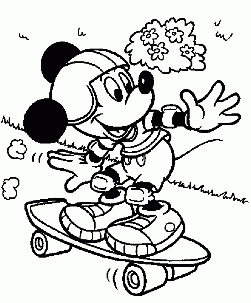 Download Mickey Mouse Play Skateboarding Disney Coloring Pages Or 