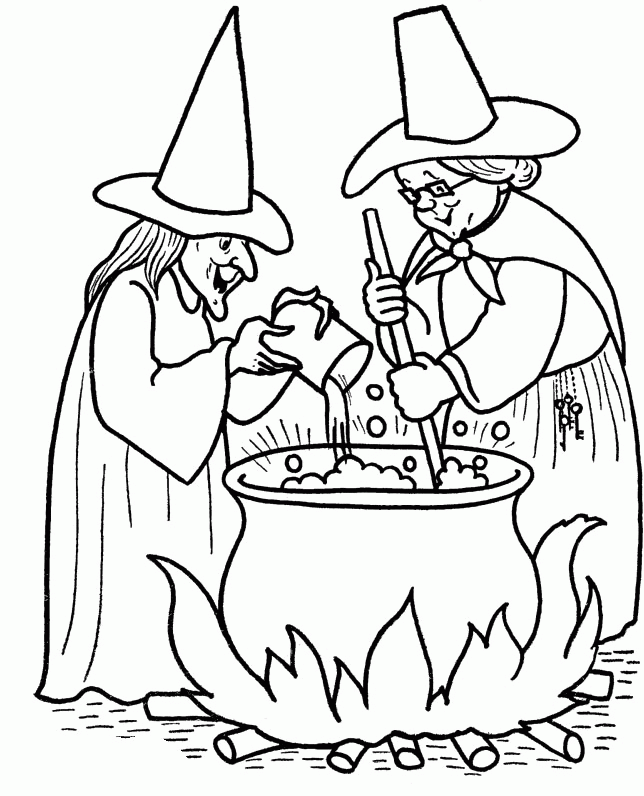 Witch Is Very Thorough In His Job Coloring Page |Halloween 