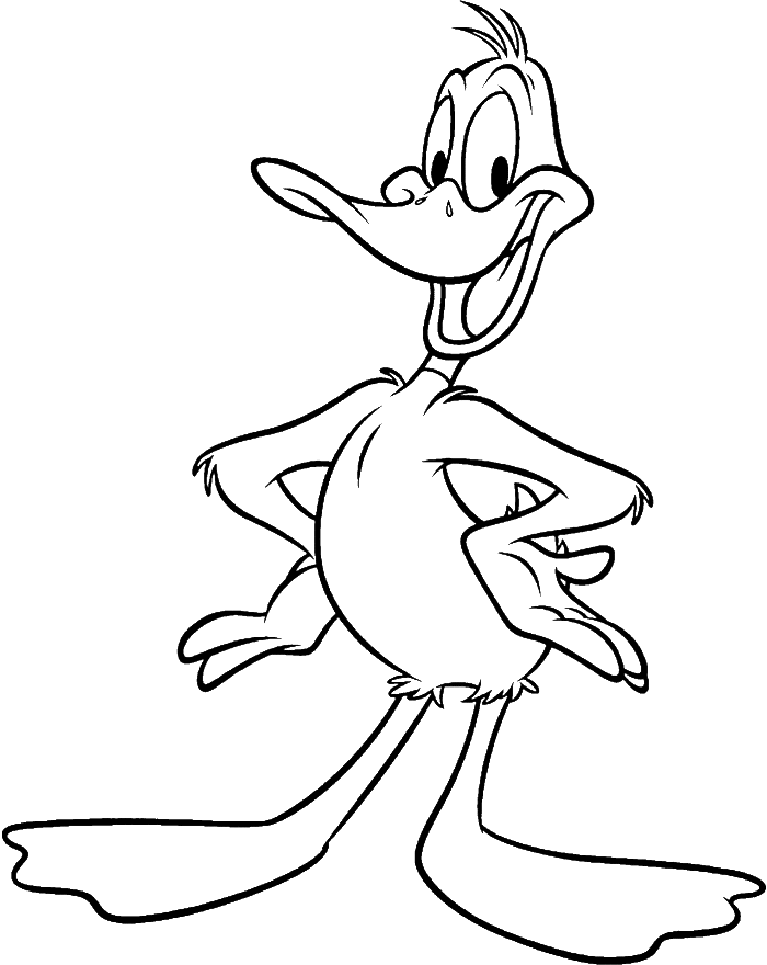 Daffy Duck Smile Coloring Pages - Looney Tunes Cartoon Coloring 