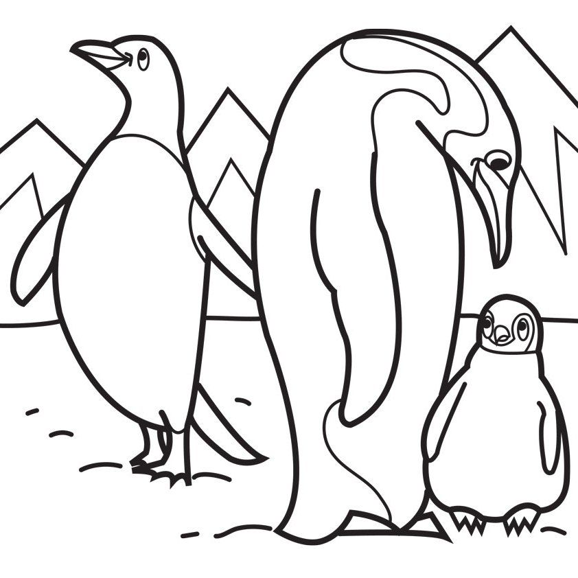 Penguin Family Coloring Page | Kids Coloring Page