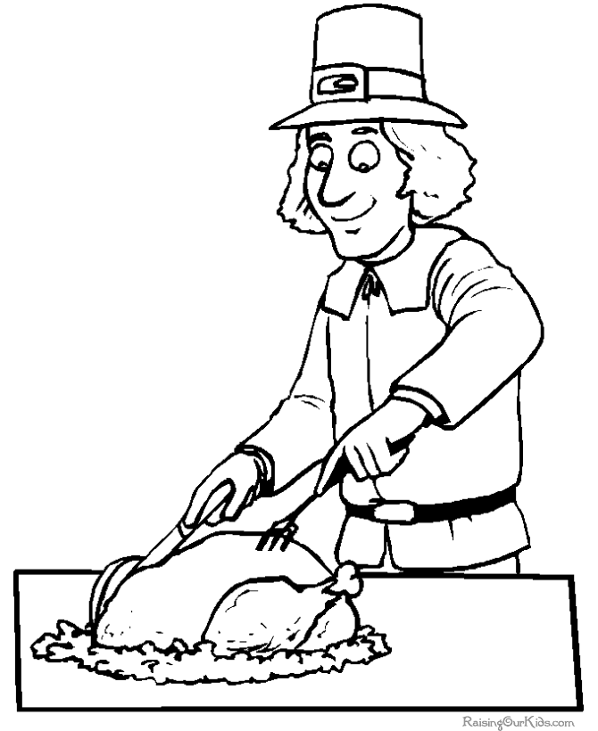 Thanksgiving Dinner Coloring Page - 001