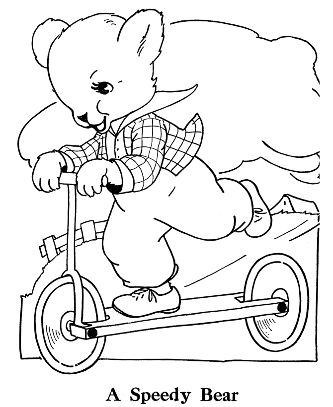 BlueBonkers: Teddy Bear Coloring Page Sheets - push-scooter