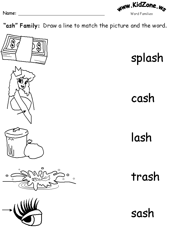 Free printable word family worksheets