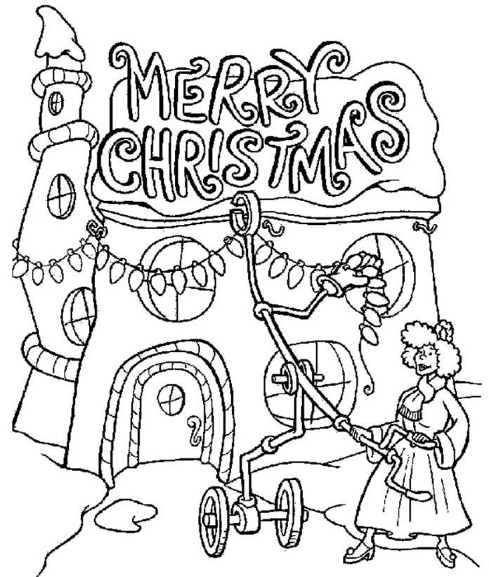 Print Christmas Lights Merry Christmas Coloring Page or Download 