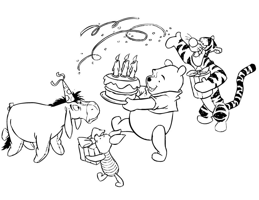 a party pooh Colouring Pages