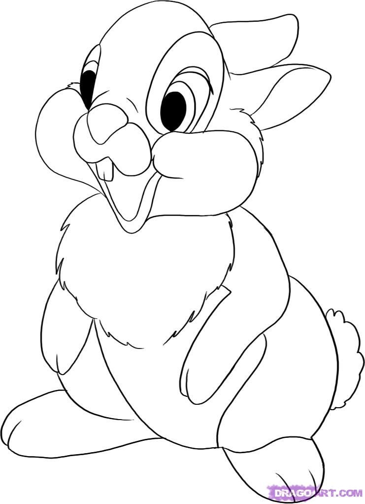 How to Draw Thumper from Bambi, Step by Step, Disney Characters 