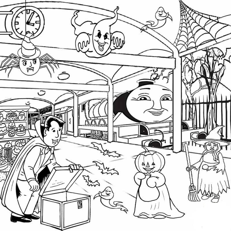 kids thomas the train halloween coloring pages - FunPict.