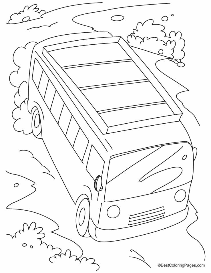Fast moving bus on a slope coloring pages | Download Free Fast 