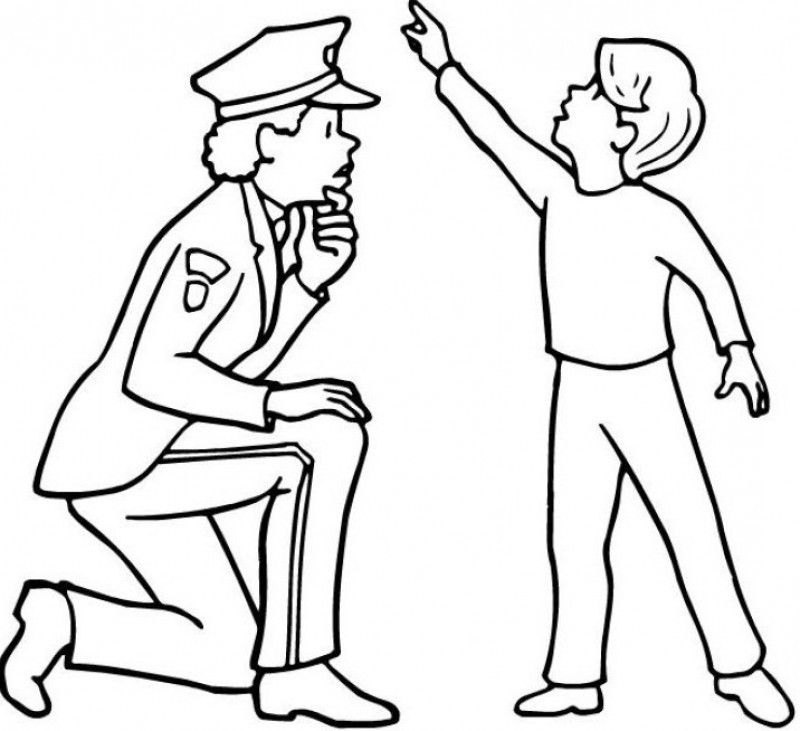 Child With Police Women Coloring Pages - Kids Colouring Pages