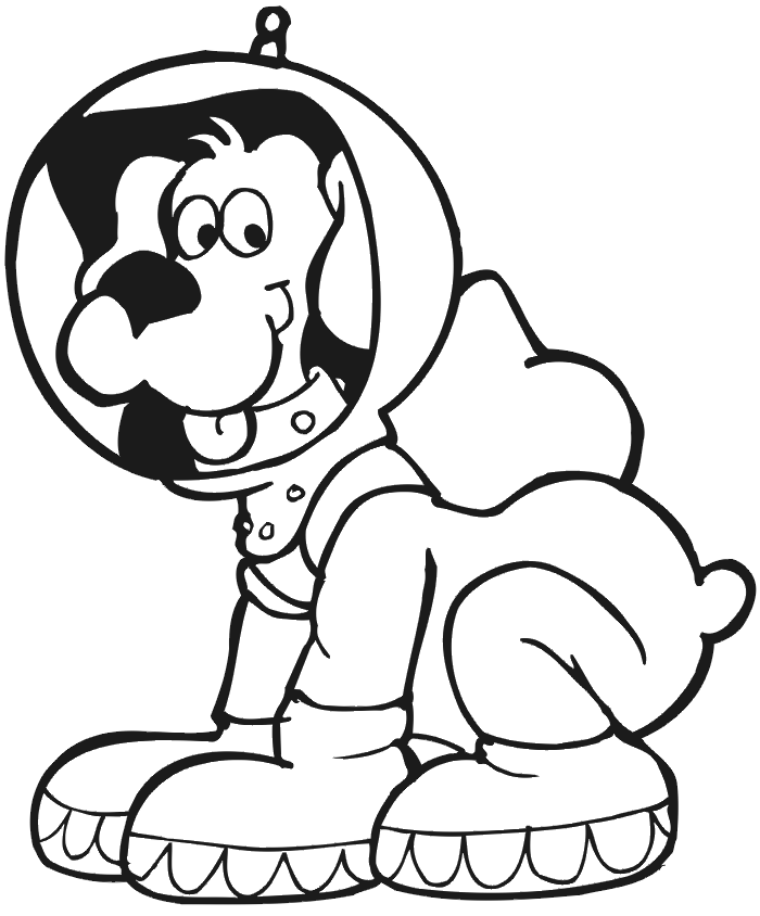 Astronaut Coloring Page | Dog In Astronaut Suit