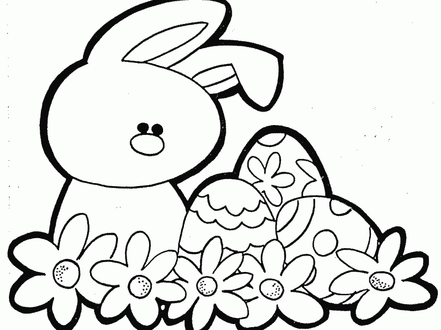 Easter Coloring Pages : Easter With A Beautiful Flower Coloring 