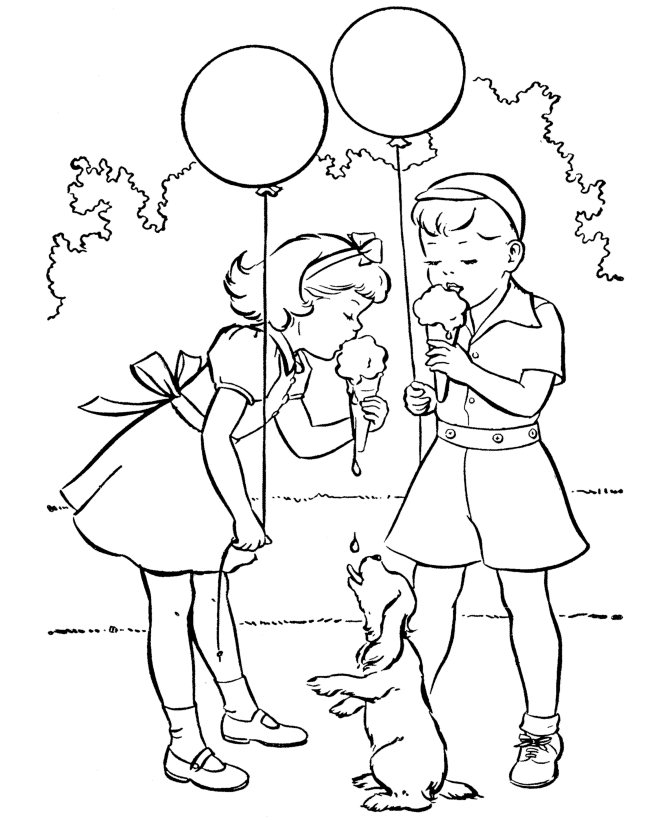 Spring Coloring Pages - Kids Spring Ice Cream Fun Coloring Page 