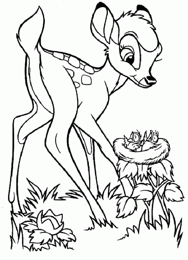 See Children Singing Birds Coloring Pages - Bambi Cartoon Coloring 