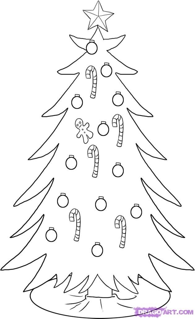 How to Draw a Christmas Tree, Step by Step, Christmas Stuff 