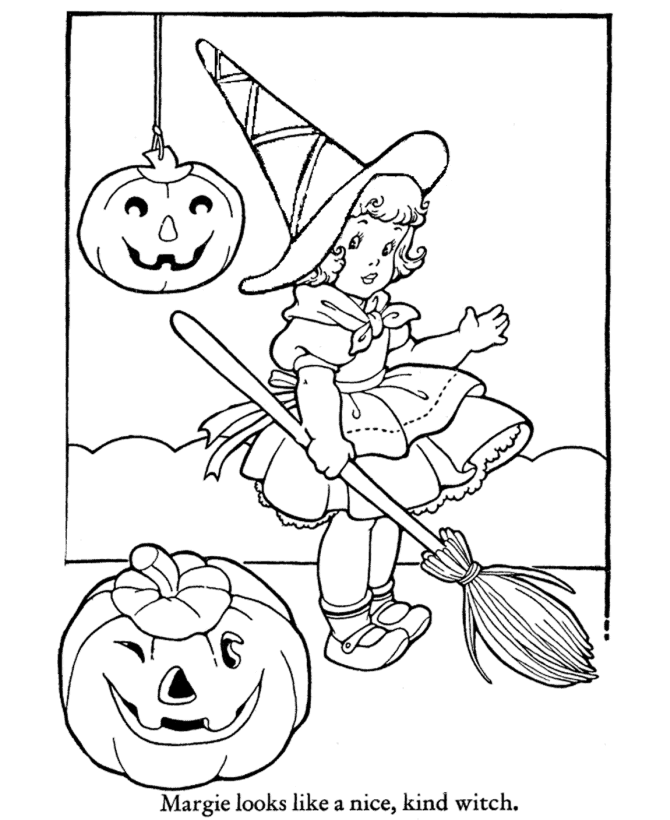 Halloween Costume Coloring Pages - Cute Halloween Witch Costume 