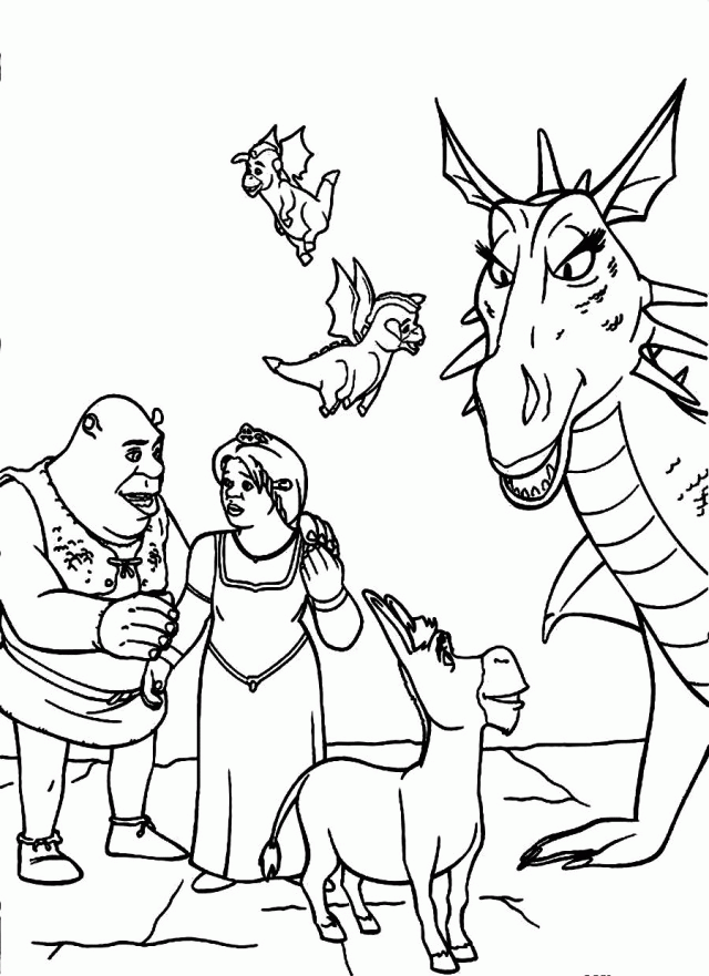 Download Shrek Fiona And Donkey Family Coloring Pages Or Print 
