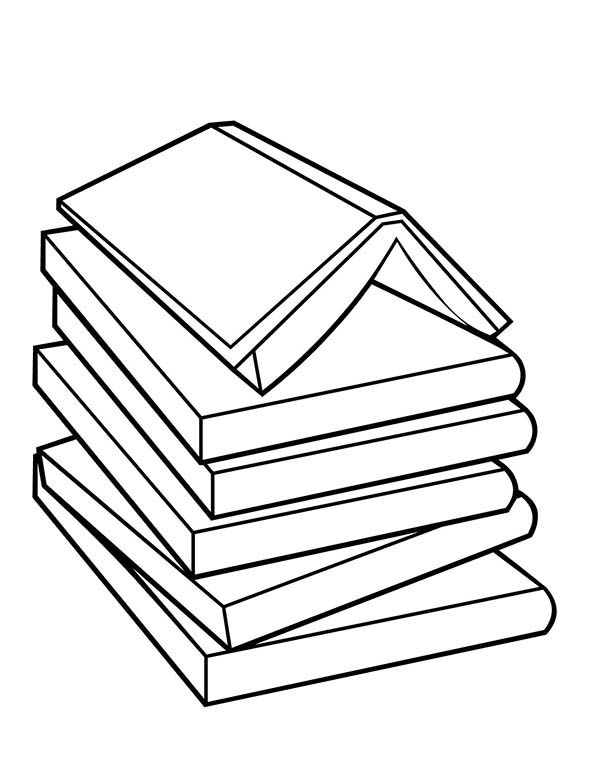 Books, : Pile of Book Coloring Page | Coloring books, Pile of books, Open  book drawing