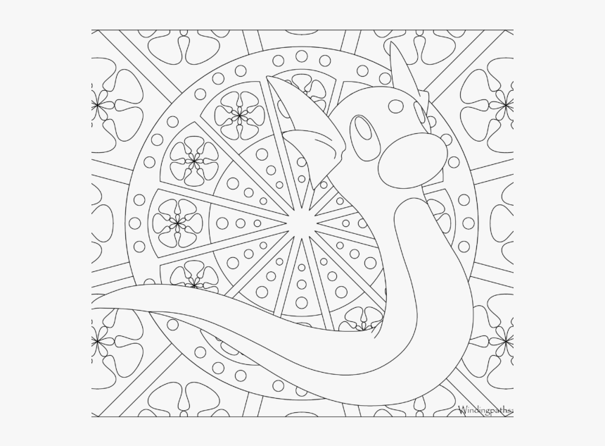 Adult Pokemon Coloring Page Dratini - Pokemon Mandala Coloring Pages, HD  Png Download - kindpng