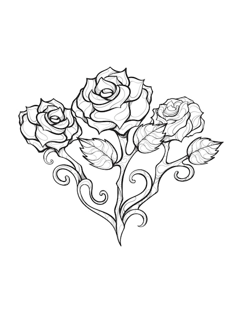 Premium Vector | Rose flower hand drawn mandala coloring pages for adults  and kids coloring book
