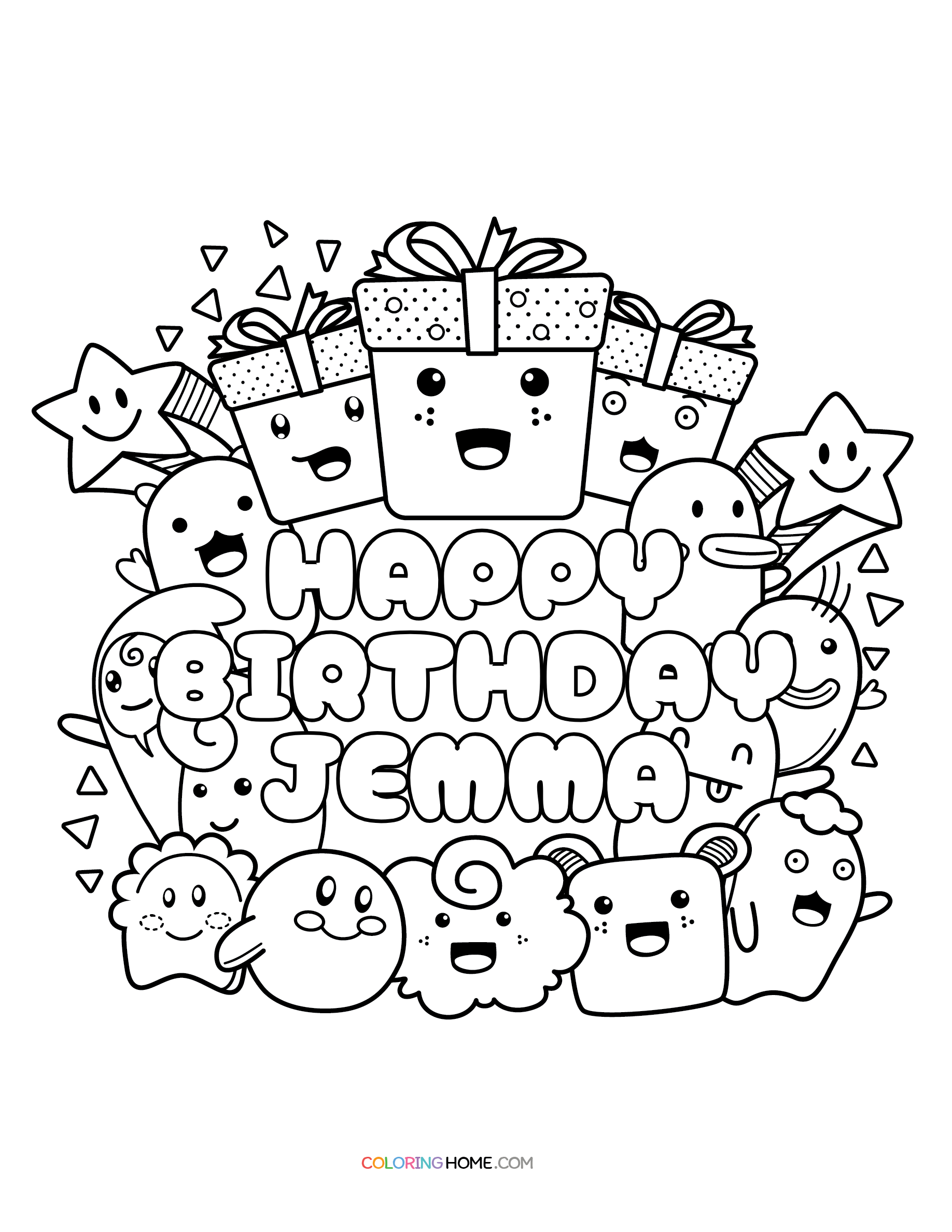 Happy Birthday Jemma coloring page