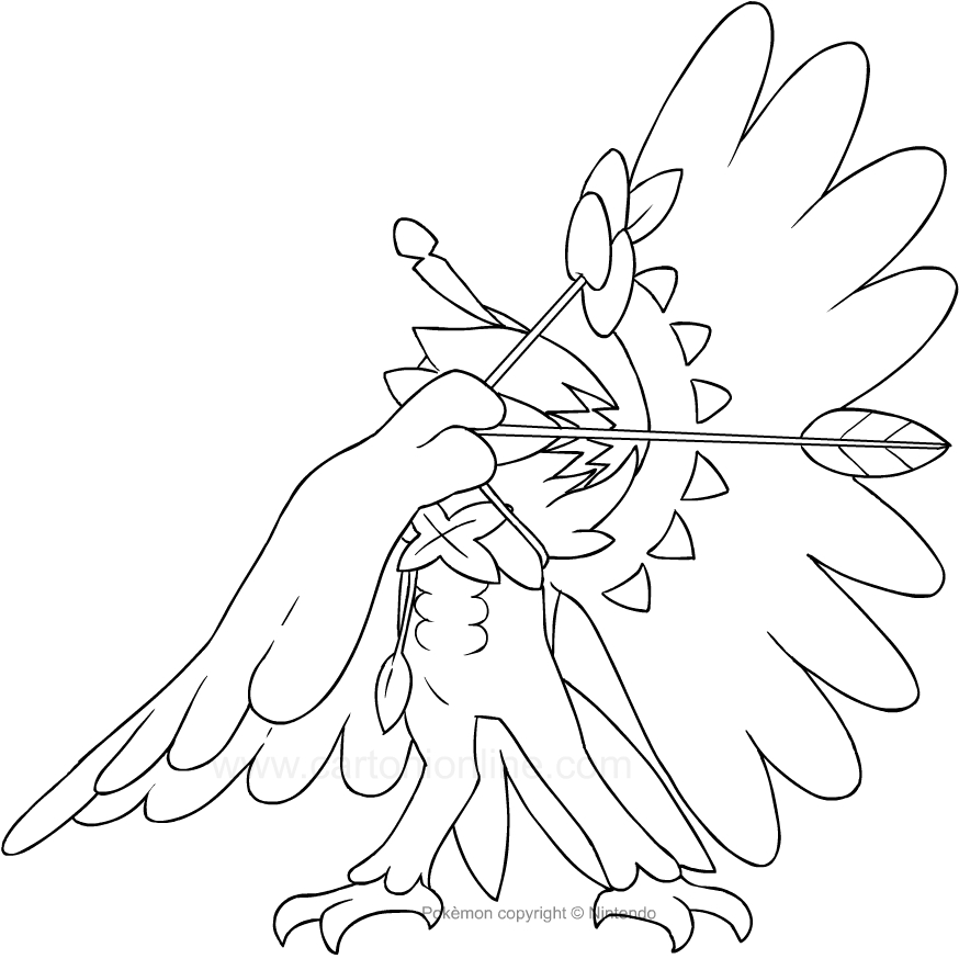 Drawing Decidueye of the Pokemon coloring page