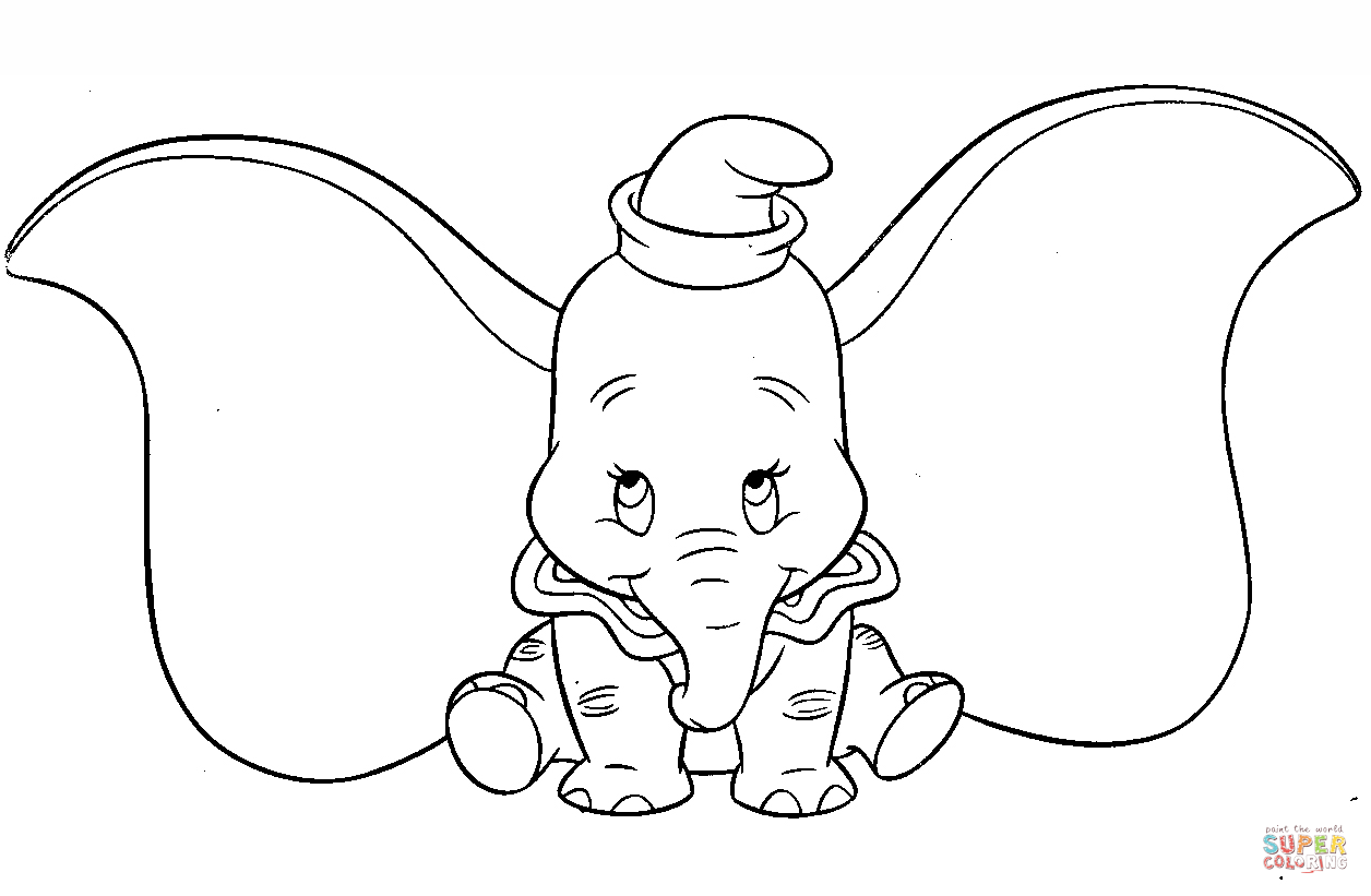 Cute Dumbo coloring page | Free Printable Coloring Pages