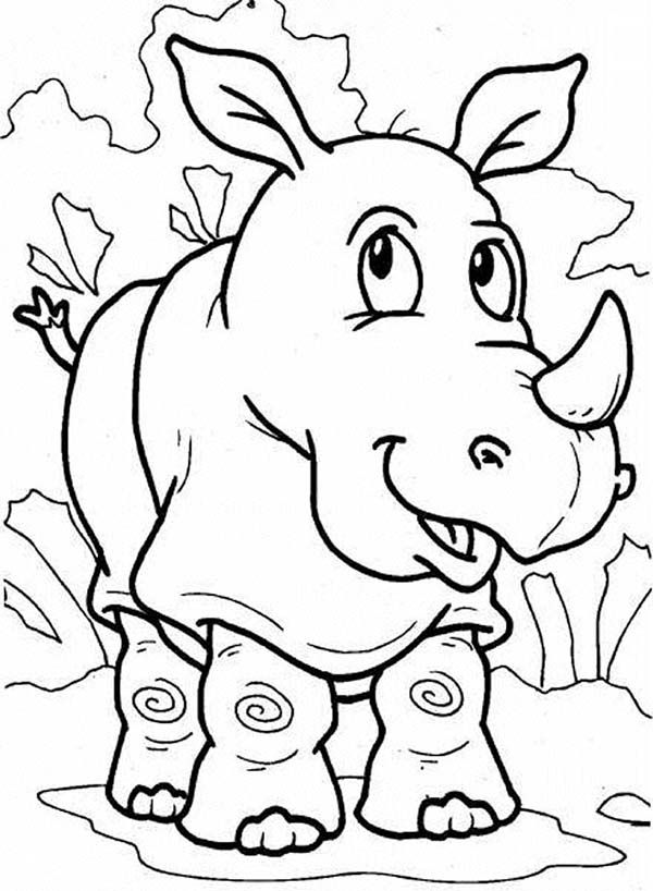 Rhino is Thinking Coloring Pages : Batch Coloring