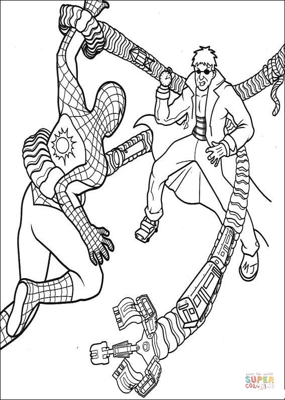 Spider-man and Doctor Octopus coloring page | Free Printable Coloring Pages