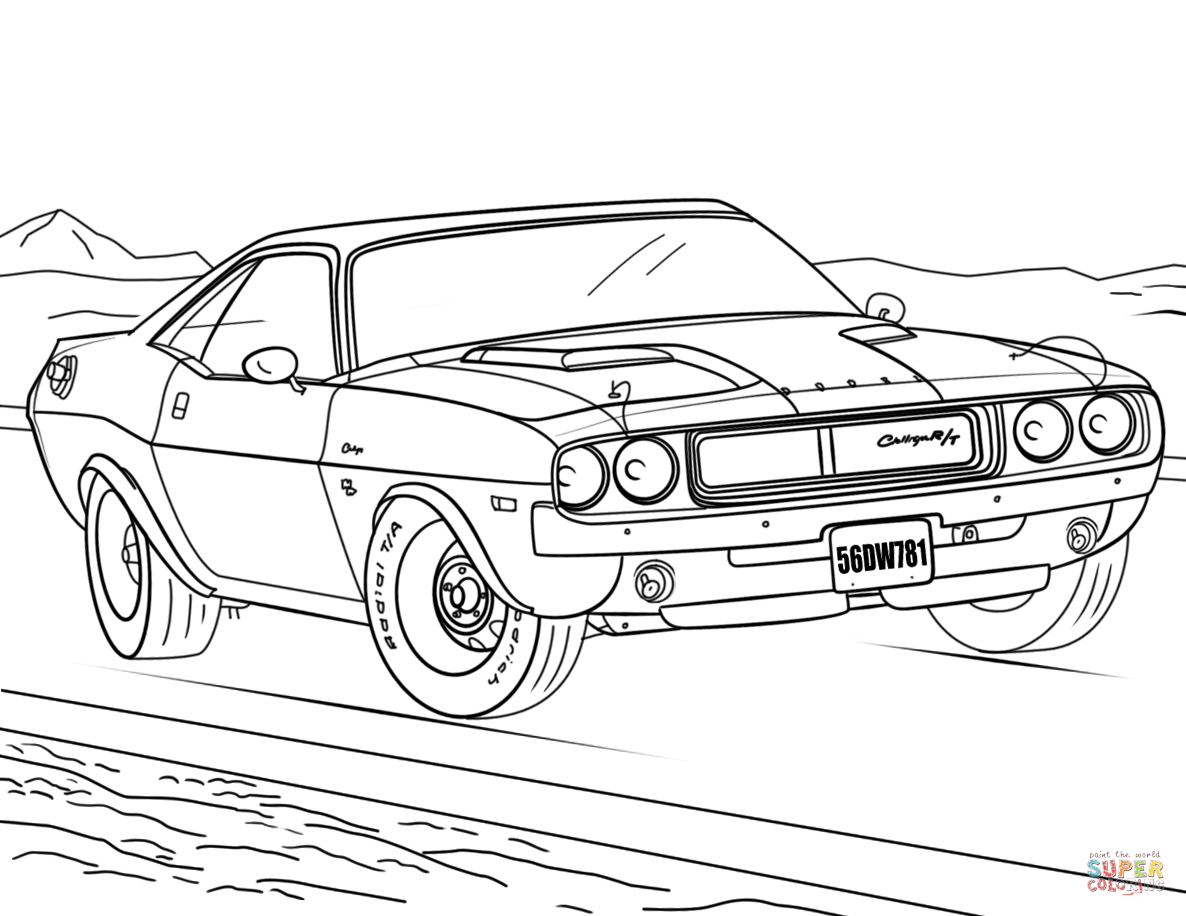 67 Mustang Coloring Pages 1970 Dodge Challenger Coloring Page | Cars coloring  pages, Dodge charger, Coloring pages
